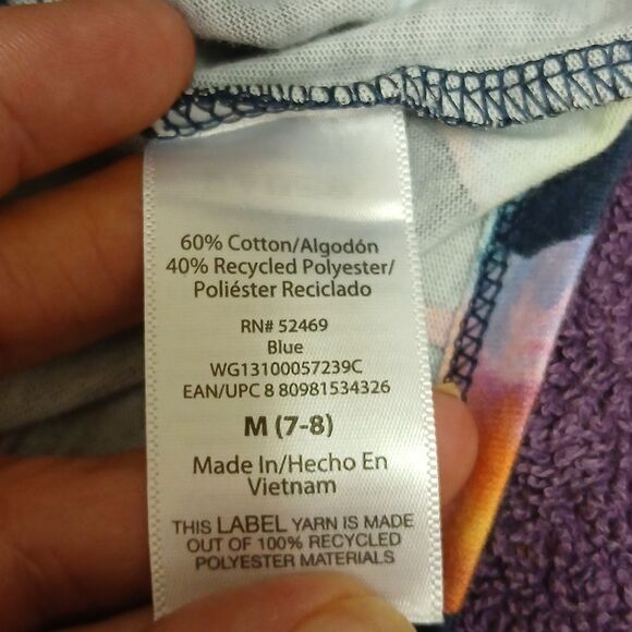 WONDER NATION Girls Cinched Front Cropped at Waist Pullover Navy Unicorn Top 7/8 - Picture 6 of 7